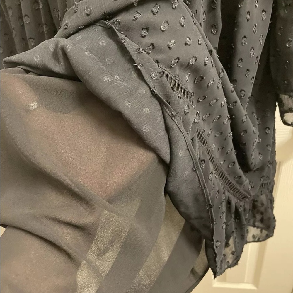 Oliviaceous Black Sheer Boho Flowy dress Embroidered Details - Picture 5 of 5